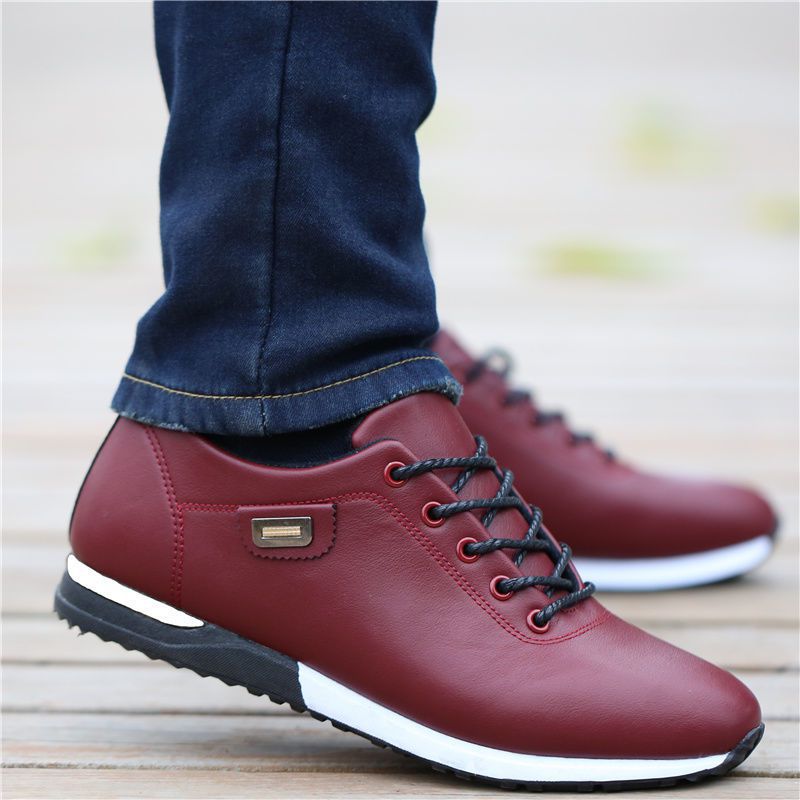 Men's PU Leather Business Casual Shoes for Man Outdoor Breathable Sneakers Male Fashion Loafers Walking Footwear Tenis Feminino