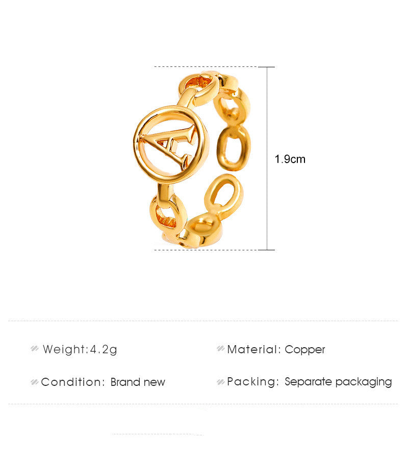 Fashion Jewelry Retro Hollow Metal Copper Plated Geometric  Ring