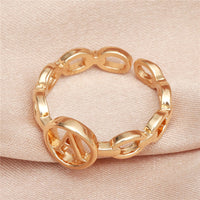 Fashion Jewelry Retro Hollow Metal Copper Plated Geometric  Ring