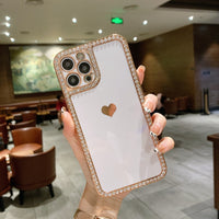 Phone Case Accessories Love Crystal Diamond Edge Electroplating Protective Cover