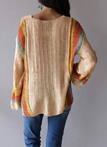 Dokotoo Women's Color Block Cable Knit Pullover Sweater