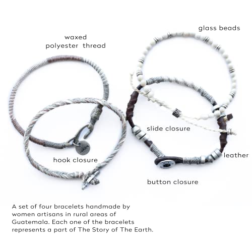 Wakami Earth Handmade Boho Bracelets Set of 7 | Braided Indie Bracelets for Women and Men | Beaded, Stackable, Handmade by Artisans, Waterproof Waxed Thread | WINTER