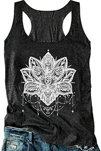 Womens Mandala Vintage Graphic Racerback Tank Tops Summer Casual Loose O-Neck Tanks Vest Vacation Classic-Fit Shirt Cami (Purple, Medium)