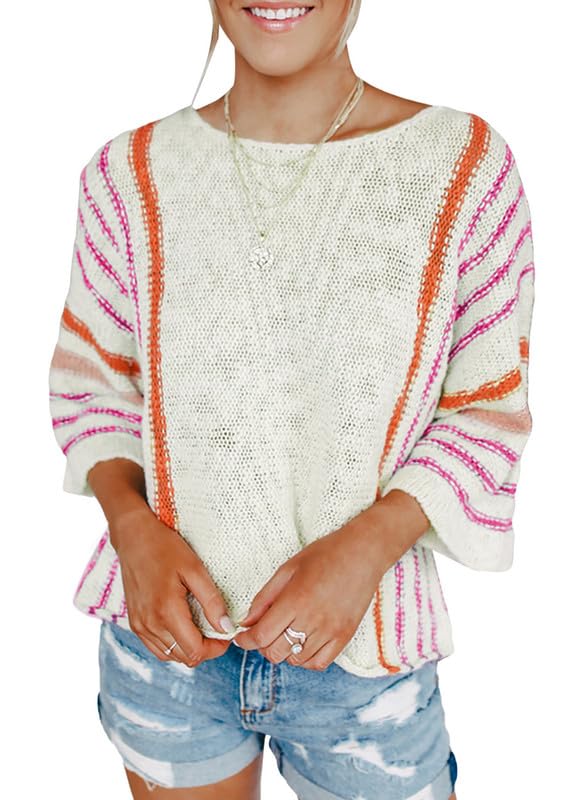 Dokotoo Women's Color Block Cable Knit Pullover Sweater