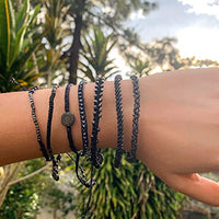 Wakami Earth Handmade Boho Bracelets Set of 7 | Braided Indie Bracelets for Women and Men | Beaded, Stackable, Handmade by Artisans, Waterproof Waxed Thread | WINTER