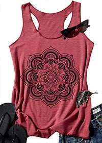 Womens Mandala Vintage Graphic Racerback Tank Tops Summer Casual Loose O-Neck Tanks Vest Vacation Classic-Fit Shirt Cami (Purple, Medium)