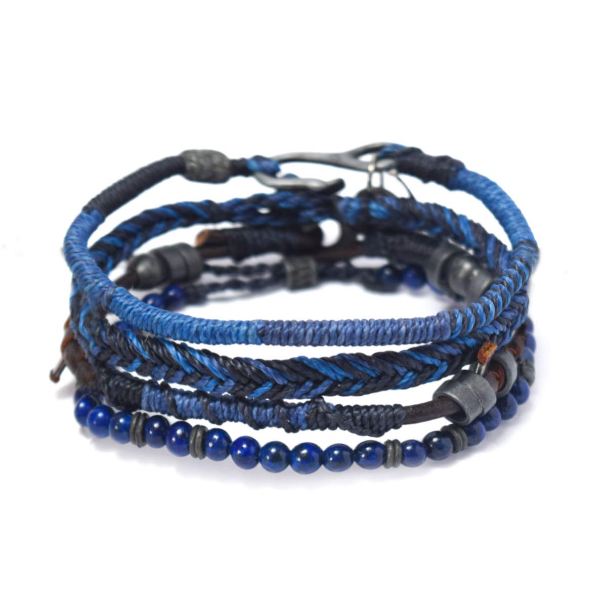 Wakami Earth Handmade Boho Bracelets Set of 7 | Braided Indie Bracelets for Women and Men | Beaded, Stackable, Handmade by Artisans, Waterproof Waxed Thread | WINTER