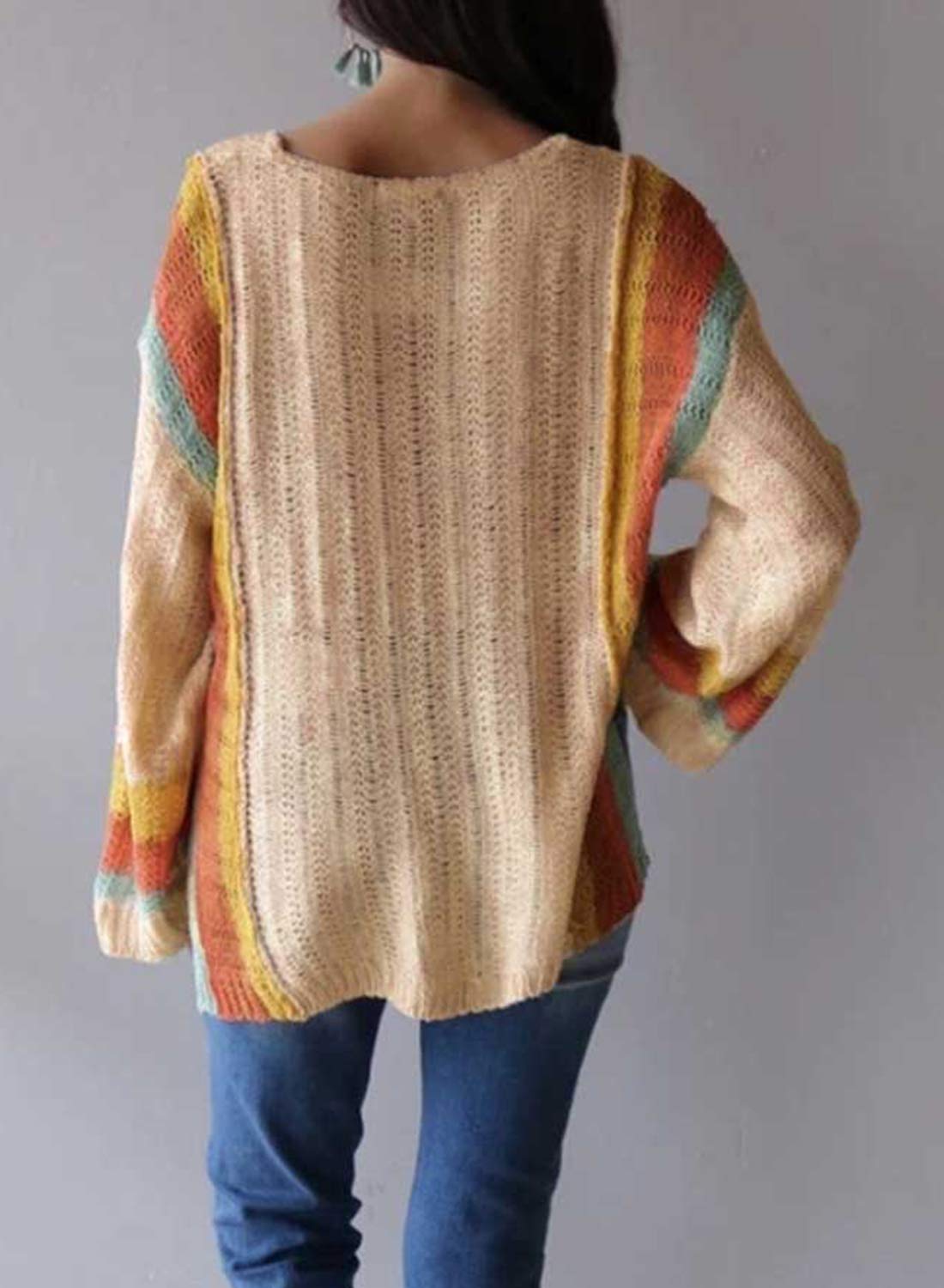 Dokotoo Women's Color Block Cable Knit Pullover Sweater