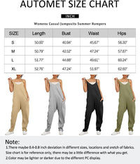 AUTOMET Jumpsuits for Women Casual Summer Rompers Sleeveless Loose Spaghetti Strap Baggy Overalls Jumpers with Pockets 2024