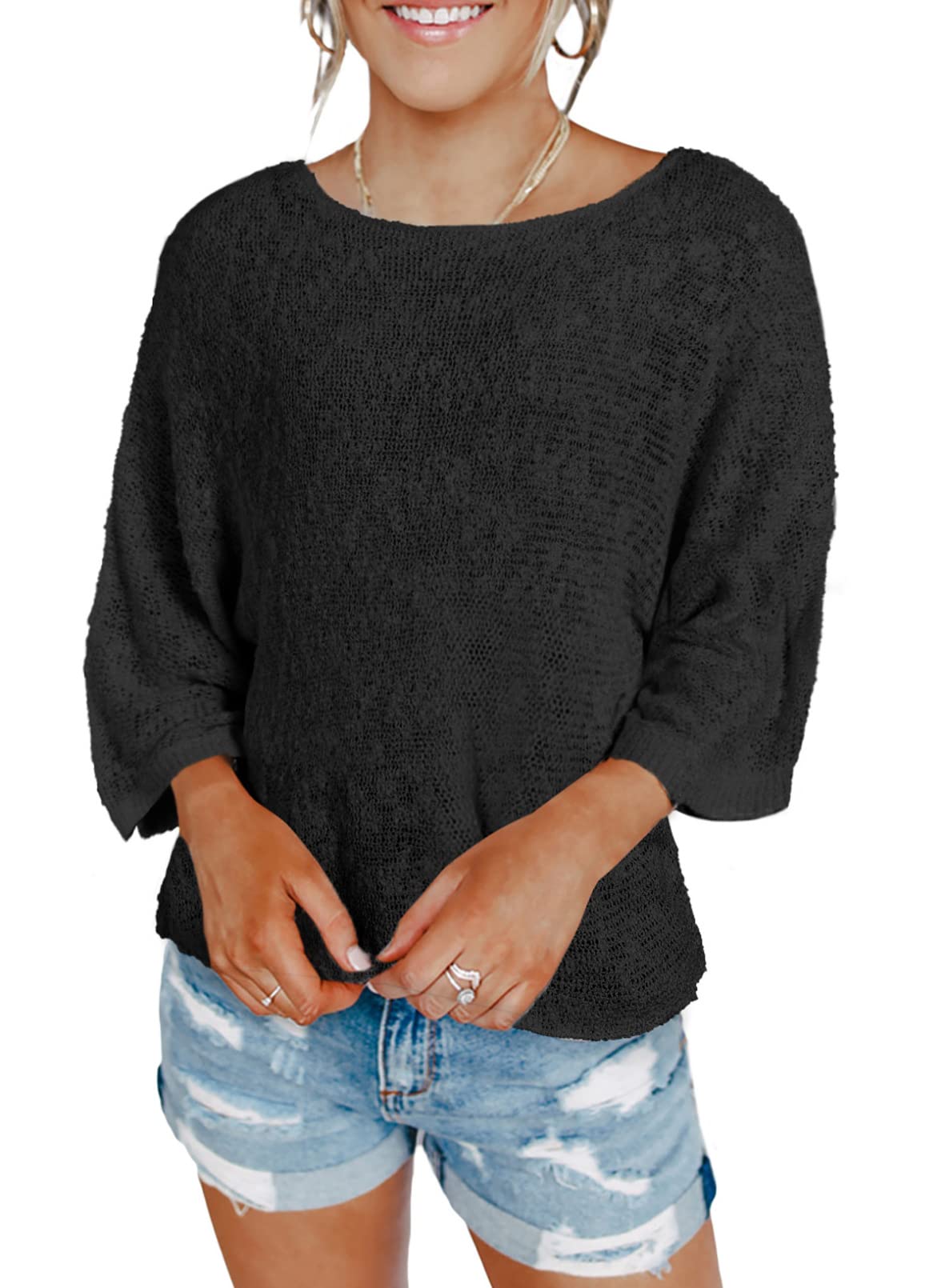 Dokotoo Women's Color Block Cable Knit Pullover Sweater