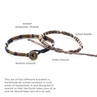 Wakami Earth Handmade Boho Bracelets Set of 7 | Braided Indie Bracelets for Women and Men | Beaded, Stackable, Handmade by Artisans, Waterproof Waxed Thread | WINTER