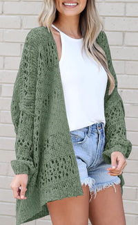 Ermonn Womens Crochet Cardigan Sweater Kimonos Boho Solid Color Oversized Summer Open Front Outwear