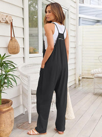 AUTOMET Jumpsuits for Women Casual Summer Rompers Sleeveless Loose Spaghetti Strap Baggy Overalls Jumpers with Pockets 2024