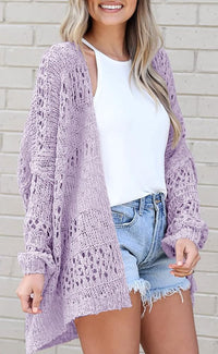 Ermonn Womens Crochet Cardigan Sweater Kimonos Boho Solid Color Oversized Summer Open Front Outwear