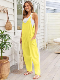 AUTOMET Jumpsuits for Women Casual Summer Rompers Sleeveless Loose Spaghetti Strap Baggy Overalls Jumpers with Pockets 2024