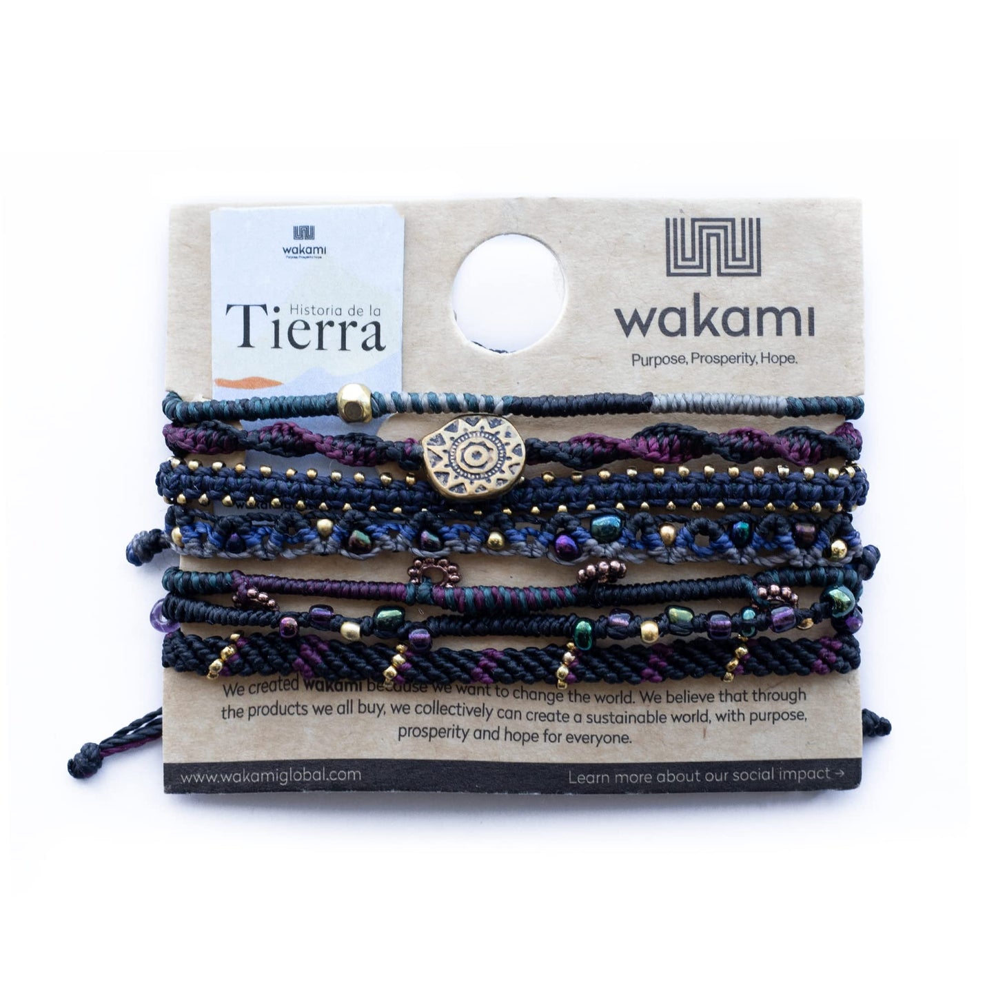 Wakami Earth Handmade Boho Bracelets Set of 7 | Braided Indie Bracelets for Women and Men | Beaded, Stackable, Handmade by Artisans, Waterproof Waxed Thread | WINTER