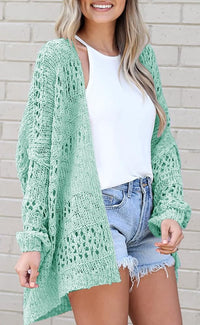 Ermonn Womens Crochet Cardigan Sweater Kimonos Boho Solid Color Oversized Summer Open Front Outwear