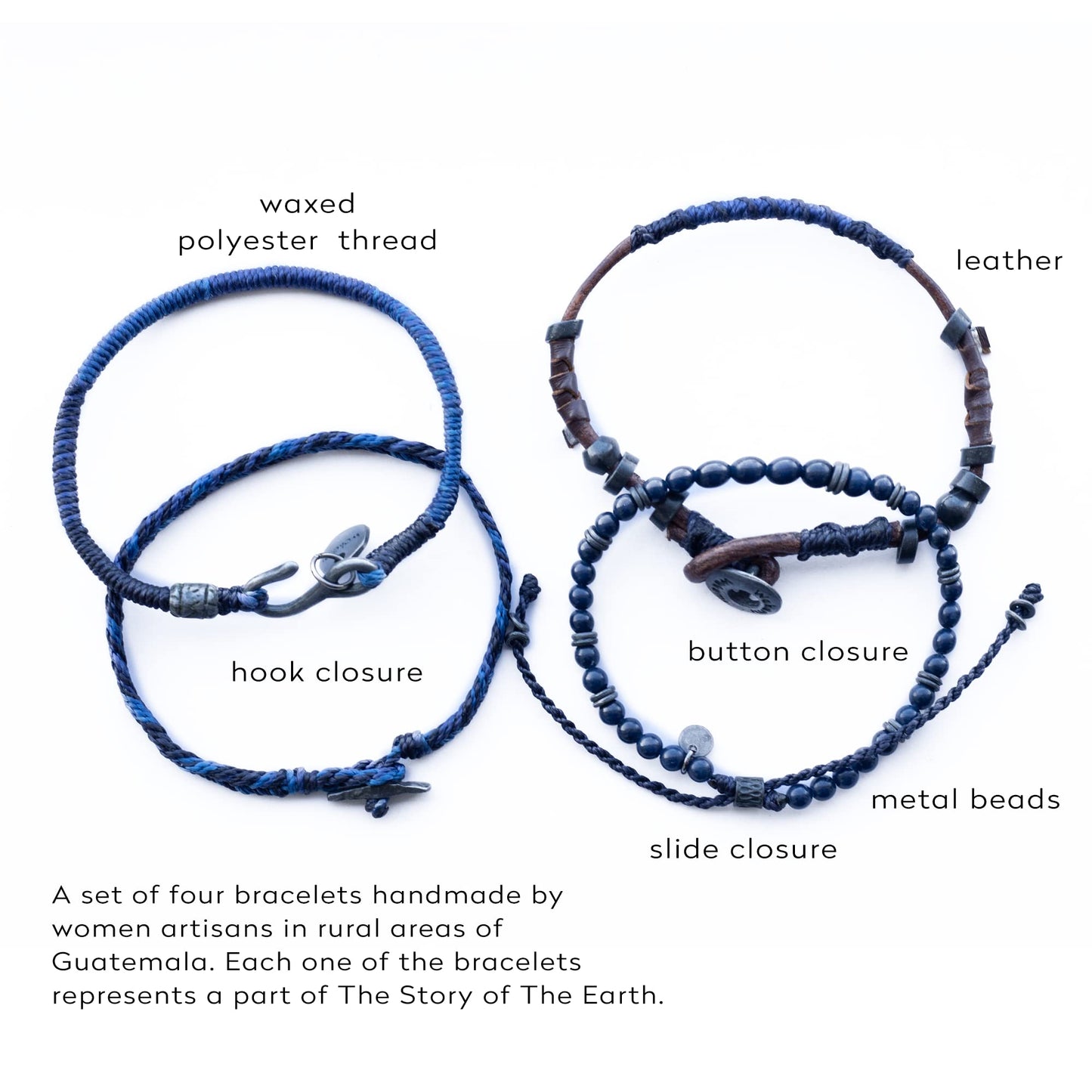 Wakami Earth Handmade Boho Bracelets Set of 7 | Braided Indie Bracelets for Women and Men | Beaded, Stackable, Handmade by Artisans, Waterproof Waxed Thread | WINTER