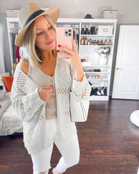 Ermonn Womens Crochet Cardigan Sweater Kimonos Boho Solid Color Oversized Summer Open Front Outwear