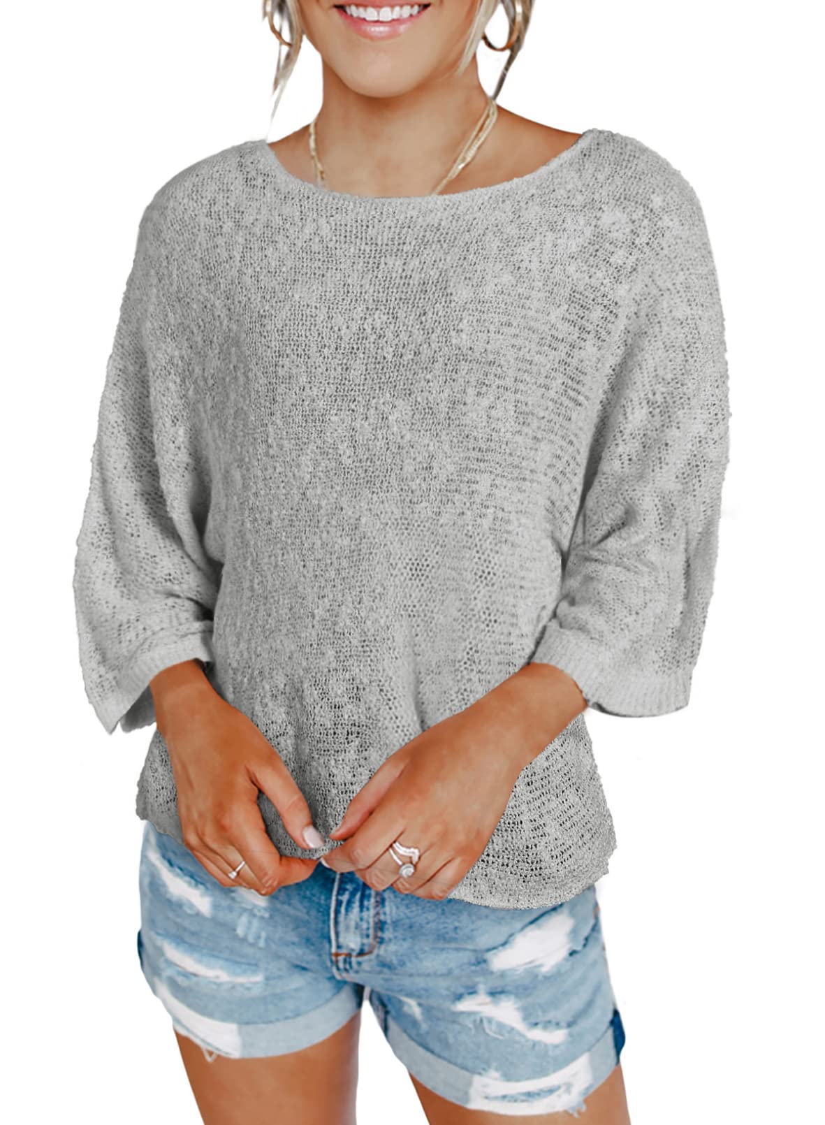 Dokotoo Women's Color Block Cable Knit Pullover Sweater